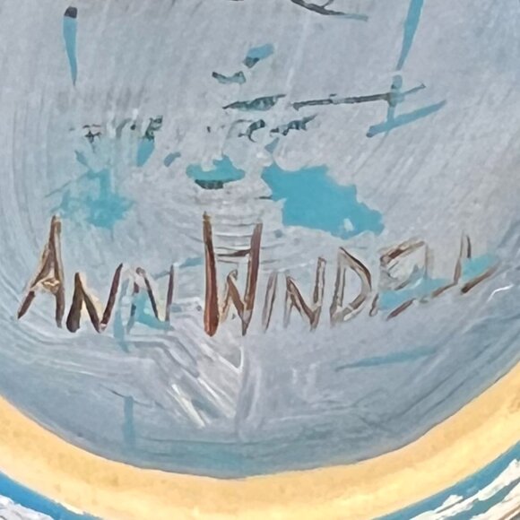 Hand Painted Turquoise Ceramic Cup w/ Snowy Winter Nature Scene by Ann Windell - Picture 11 of 11